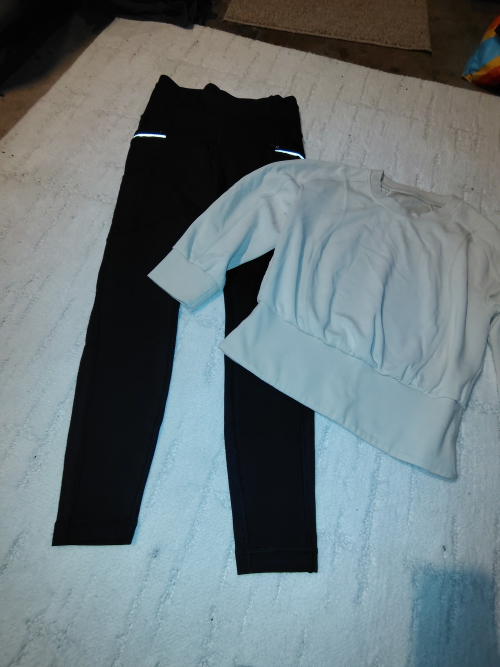 lululemon athletica Black Leggings with Reflective Trim And Top